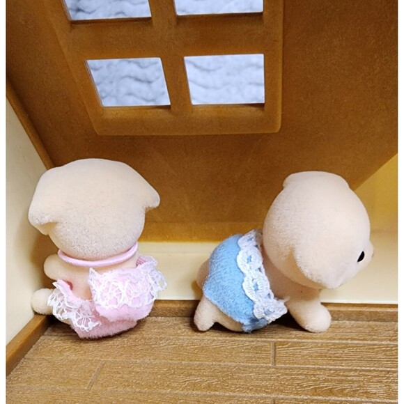 VINTAGE SylvanianFamilies Calico Critters YellowLab Dog TWINS Sister Brother VUC - Picture 2 of 6